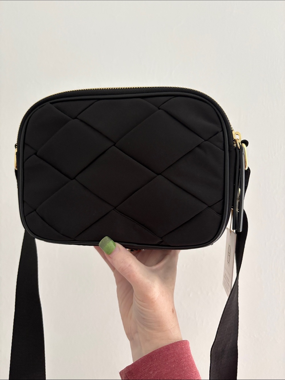 House of Harlow 1960 Black Woven Crossbody Bag with Gold hardware